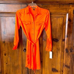 Ralph Lauren 100% viscose vibrant orange dress. Size 4